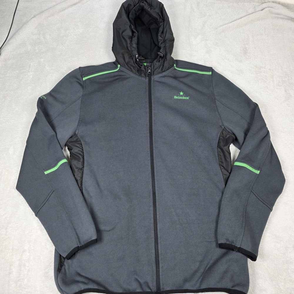 Heineken Jacket‎ Mens XL Gray Black Mens Hooded Shirt UCL Soccer UEFA Futbol